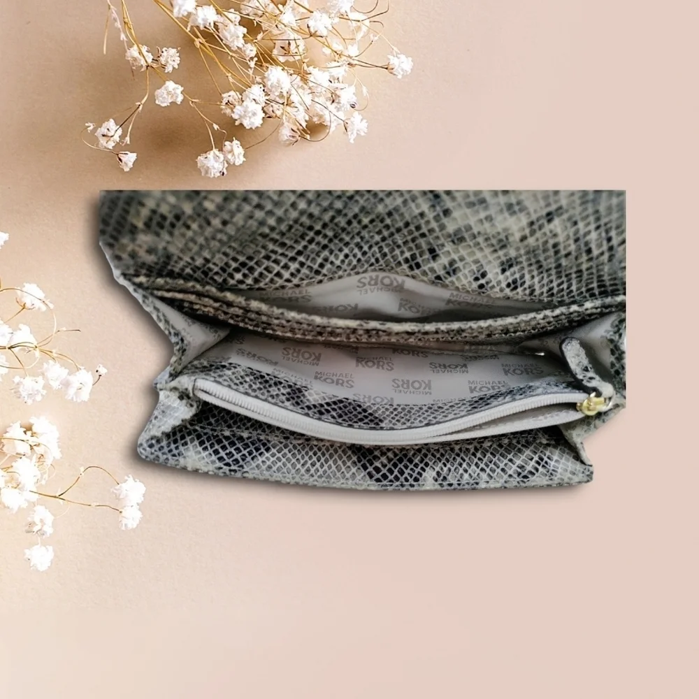 Michael Kors White/Brown Python Embossed Wallet